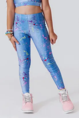 Tween Bottoms | Leggings - Hi-Shine Denim Paint Splatter| Terez
