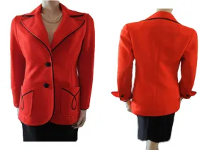 *VINTAGE LILLI ANN KNIT JACKET WITH DRAMATIC BLACK ACCENTS & STYLING