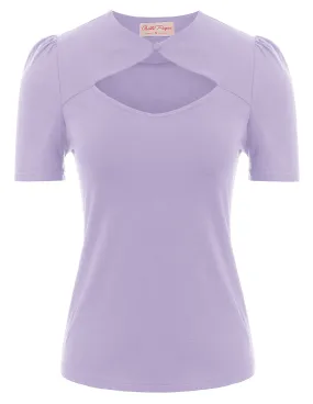 Vintage Sexy Short Sleeve Hollowed Front Cotton Tops