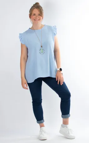 Whoopi Frill Sleeve | Sky Blue