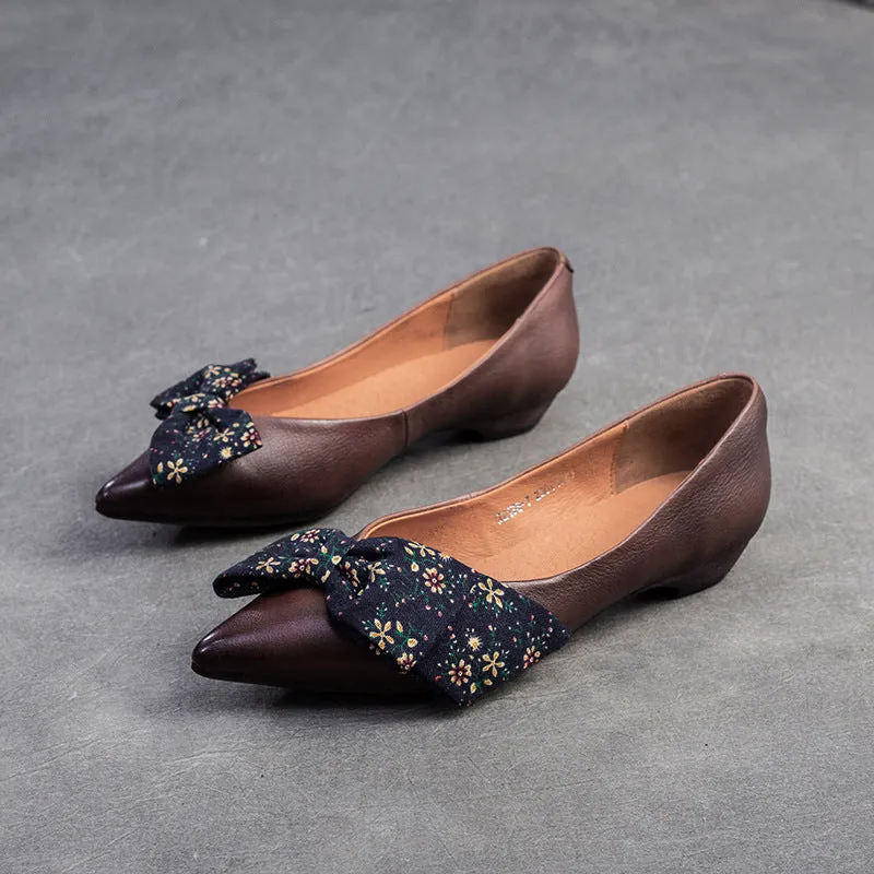 Women Casual Bowknot Leather Comfort Flats